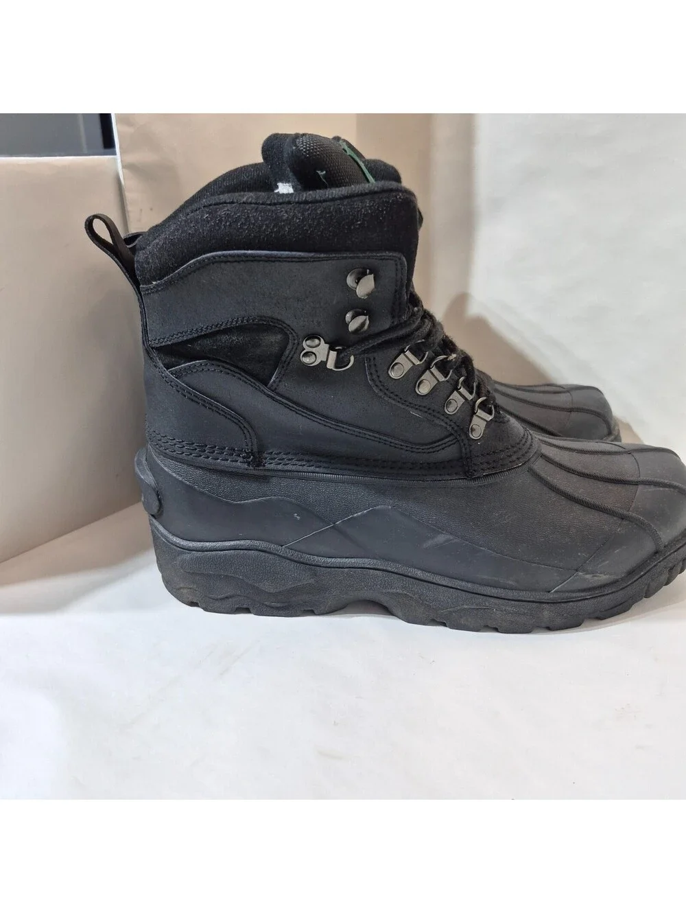 Aspen Authentic Men's Size 13 Snow Mud Black Leather Waterproof Boots Heavy Warm